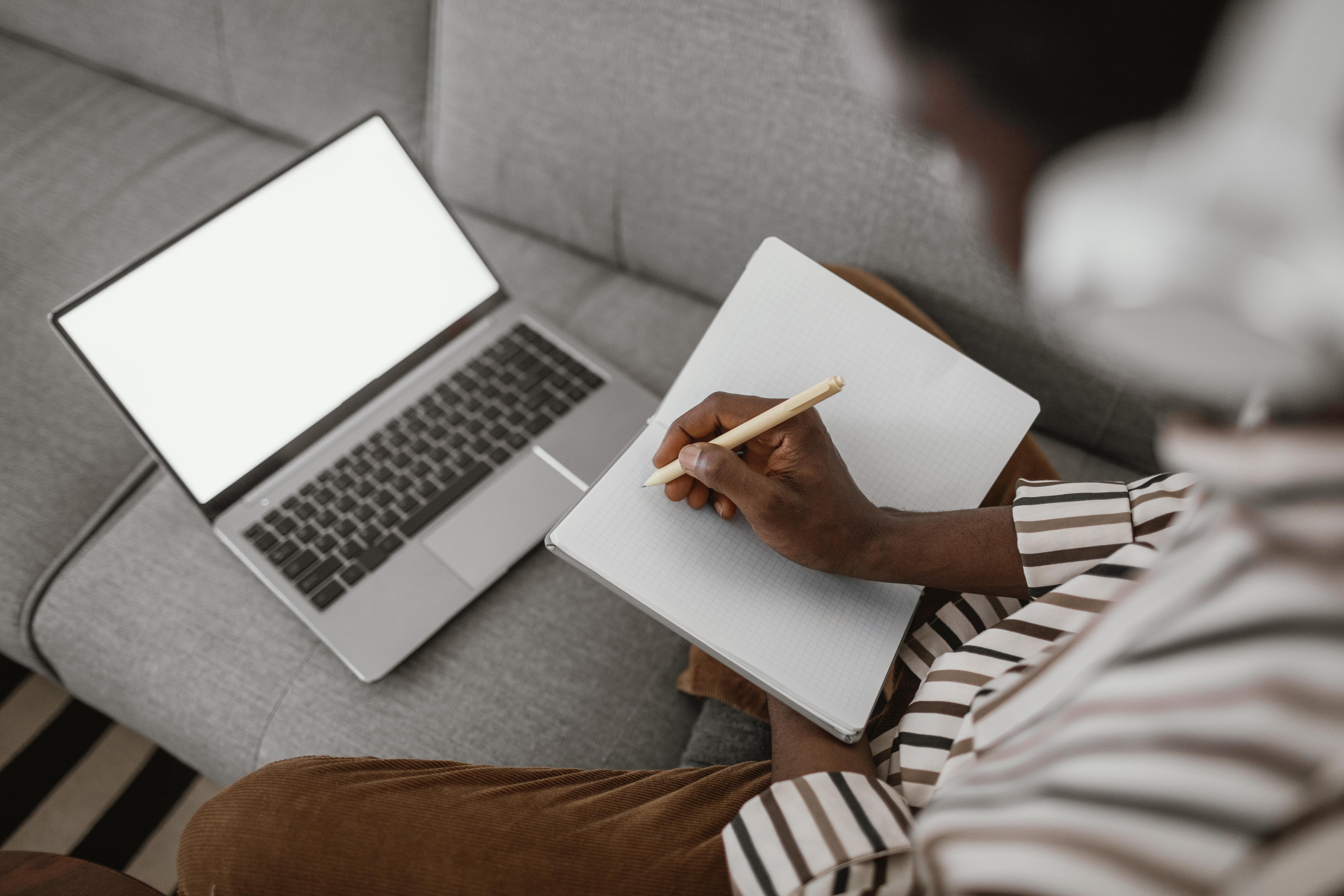 Young person working from home